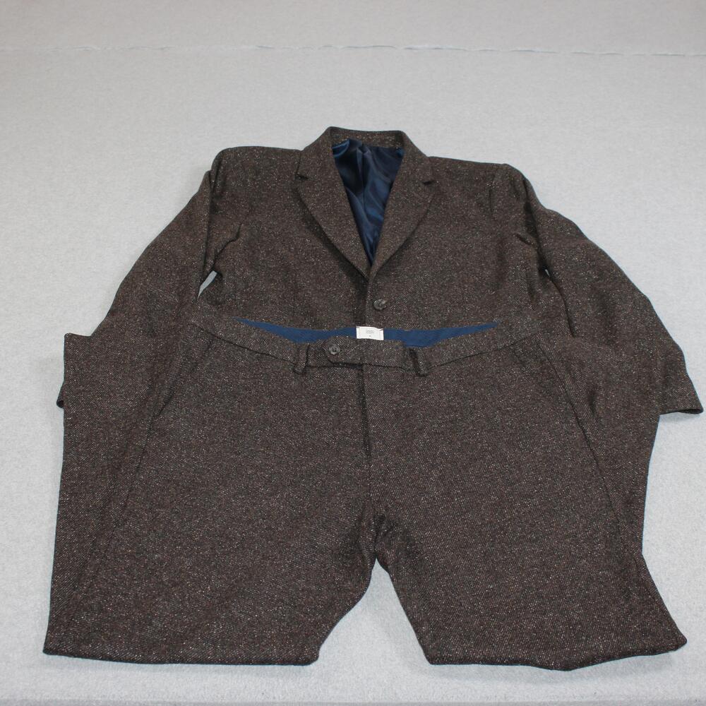 Gap x David Hart Suit Men XL 36x32 Brown Herringbone Wool Tweed 2 Piece Heritage